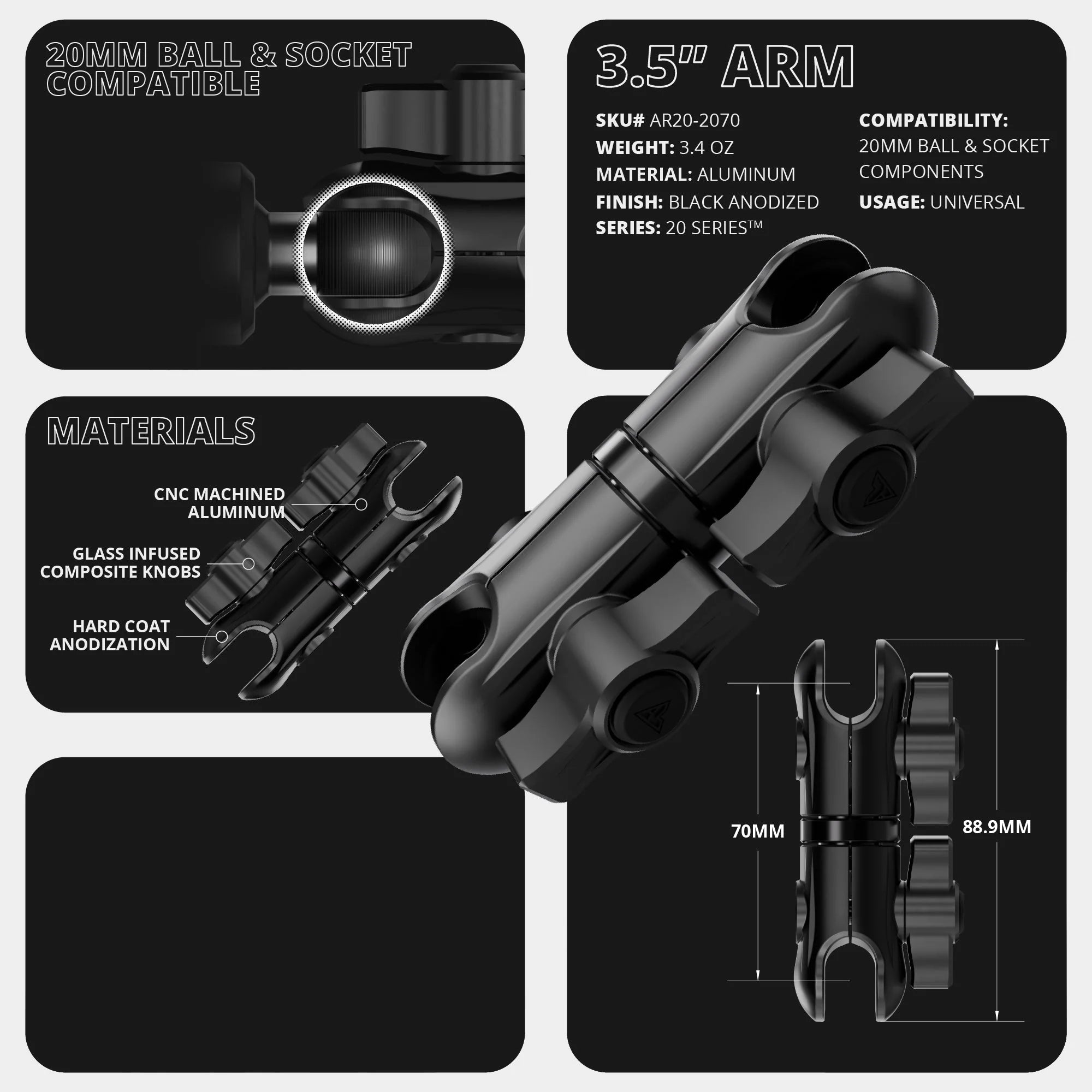 2010-2024 Toyota 4Runner Tackform Slim Track Dash Bracket With MagSafe Phone Mount, Midland MXT275/575 Magnetic Radio Holder & GoPro/Action Camera Mount