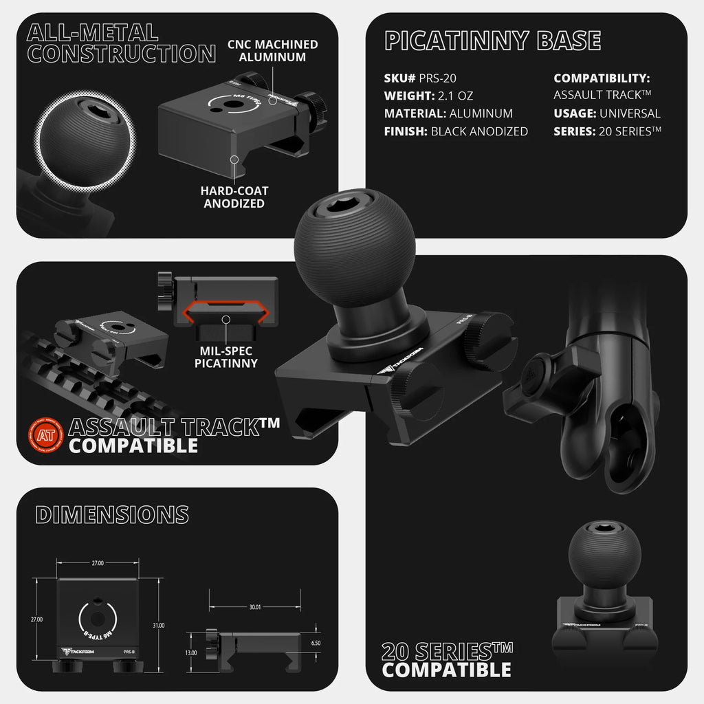 2010-2024 Toyota 4Runner Tackform Assault Track Picatinny Dash Bracket With MagSafe Phone Mount