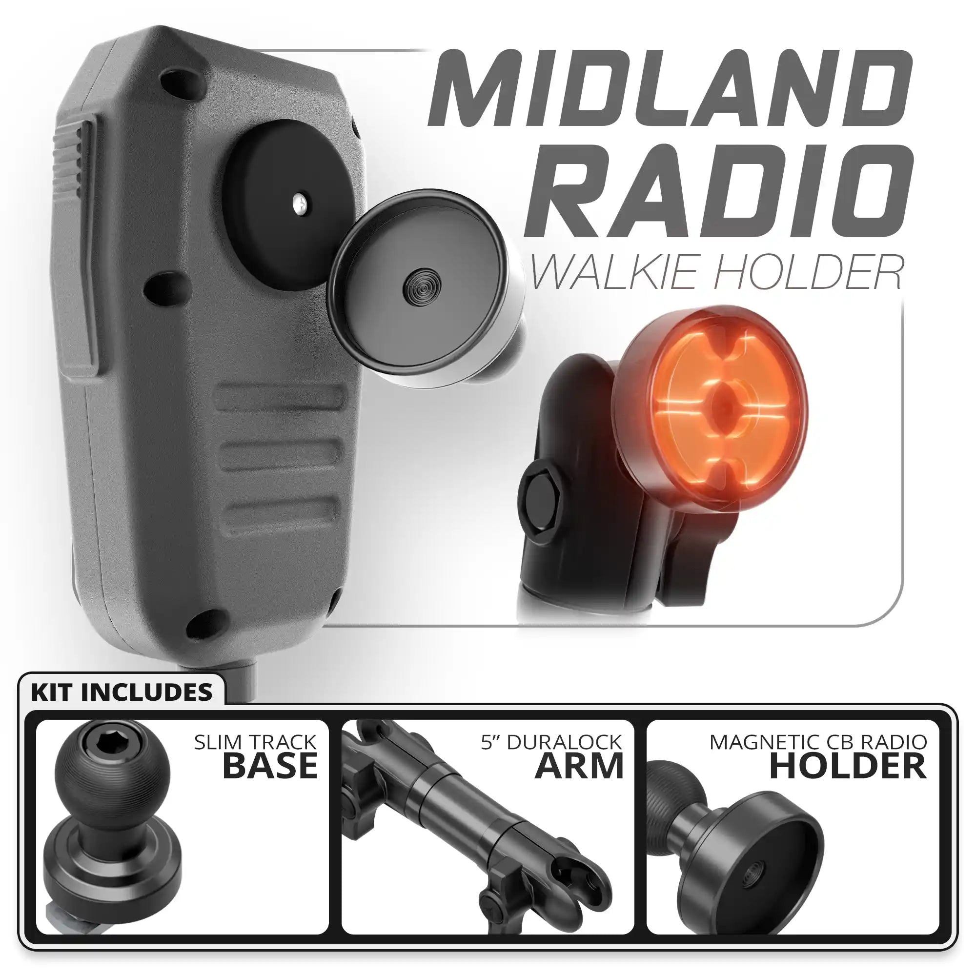 Midland MXT275 & MXT575 | Slim Track Base | 5" DuraLock Arm