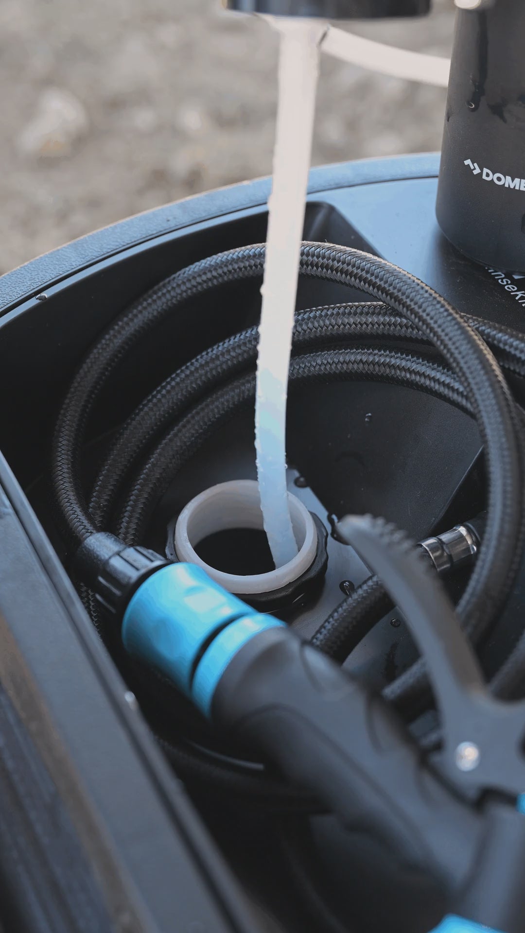 Short demo of the adapter cap letting a Dometic GO faucet run off a RinseKit Pro